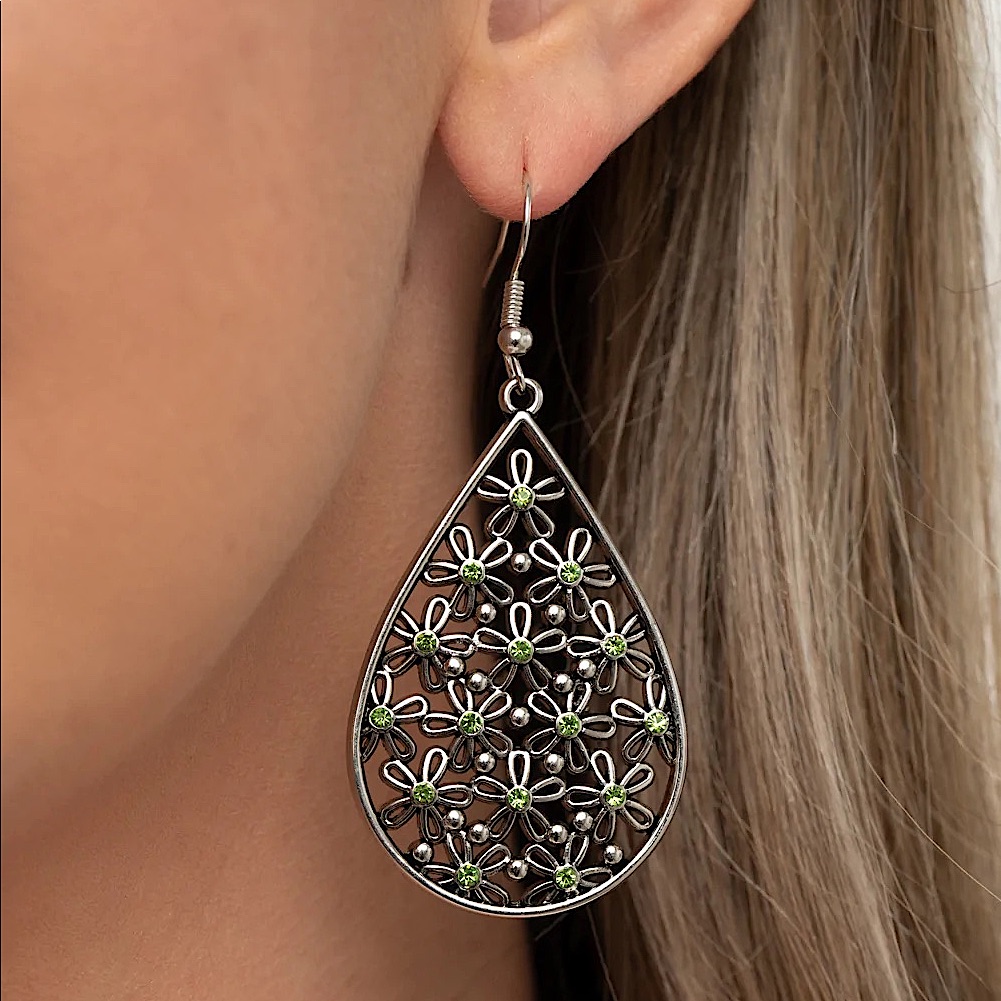 525 Tick Tick Bloom Green Earrings